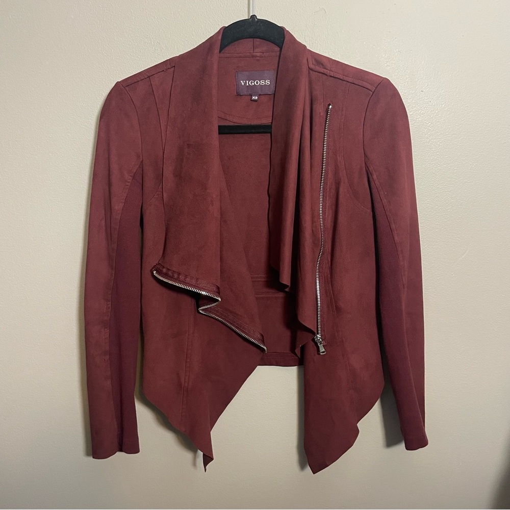 Vigoss faux suede zip jacket maroon - Picture 3 of 8